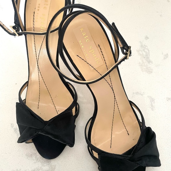 **SOLD** kate spade, black strappy sandles, 3.5” heel, size 6, gently worn - Picture 2 of 6